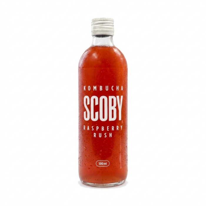 kombucha s malinami a mátou