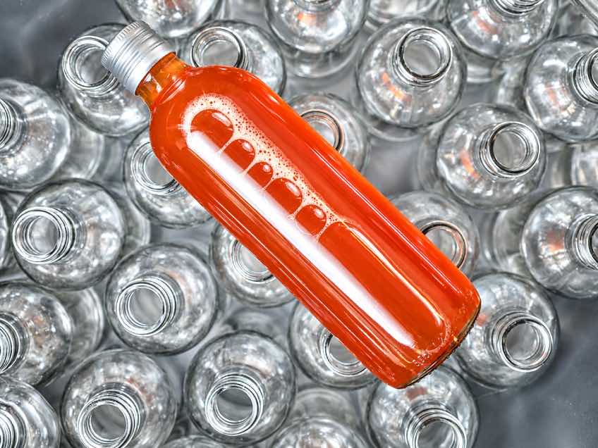 skleněné lahve a kombucha